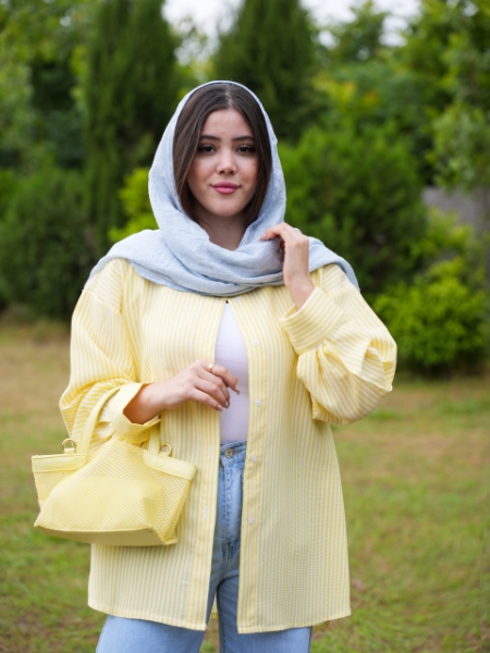 شومیز راه راه بیسکوییت کد6131