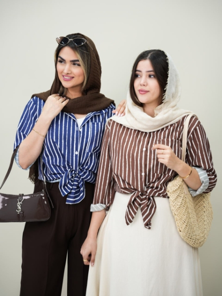 شومیز راه راه تک جیب ژونا کد6155