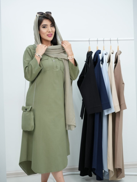 پیراهن لنین کیف دار ماه کد6168