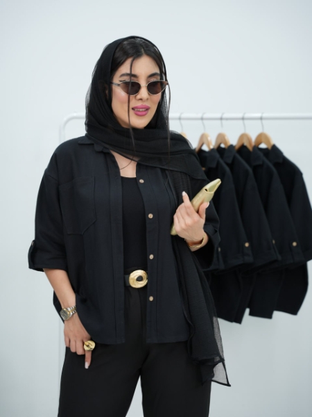 فروش شومیز ترند تک رنگ مشکی نیل کد6178