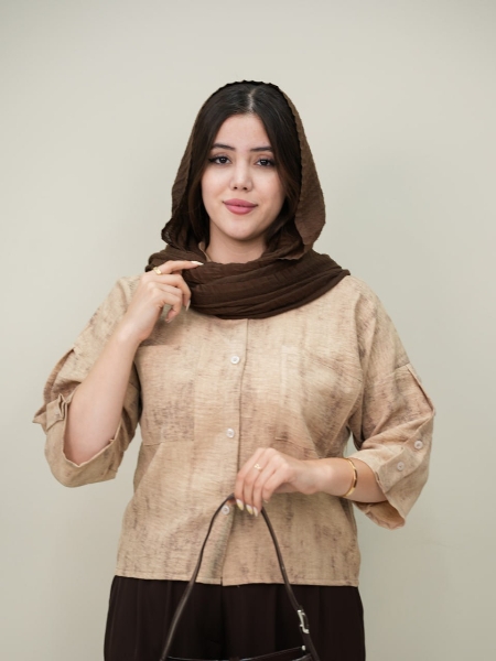 شومیز کراپ آستین دکمه زویا کد6148