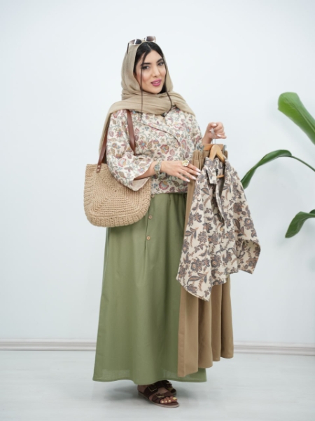 خرید ست تابستانه دخترانه و زنانه کت و دامن تینا کد6230