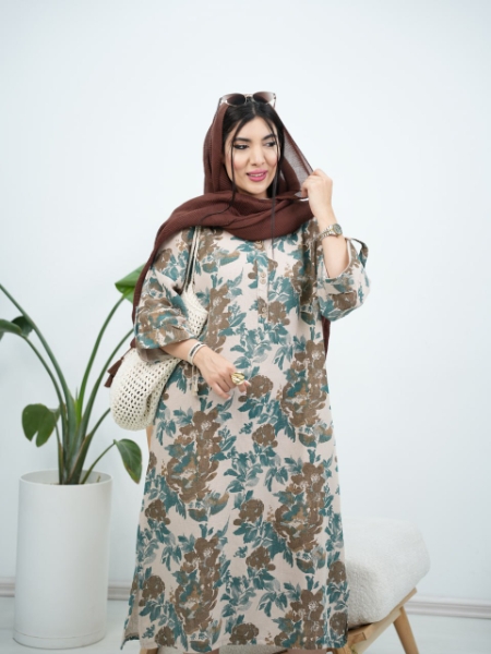خرید پیراهن تابستانه خنک دخترانه و زنانه لنین کنفی برایان کد6253