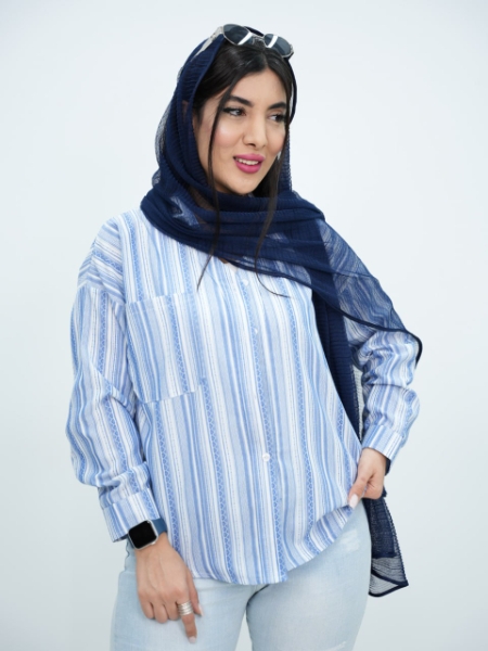فروش شومیز ترند تابستانه دخترانه یقه هفت تک جیب سونیا کد6335