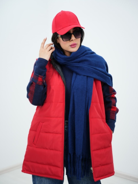 پافر آستین چهارخونه سلماز کد6455