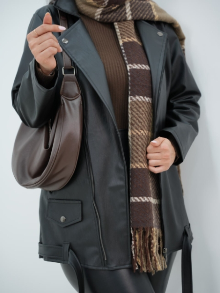 کت چرم پایین کمردار ژینوس کد6449