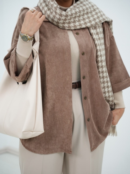 شومیز مخمل کبریتی تک جیب جیوان کد6520