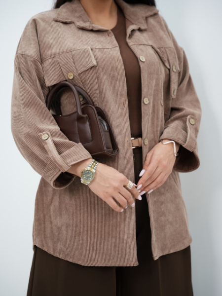 شومیز مخمل کبریتی جیب صلیبی چکامه کد6543