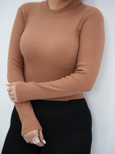 کراپ آستین بلند یقه سه سانت باسلوق کد6551