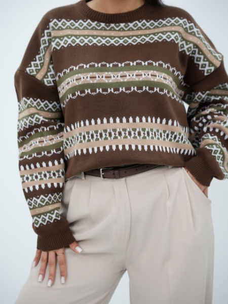 بلوز بافت طرحدار خزان کد6651