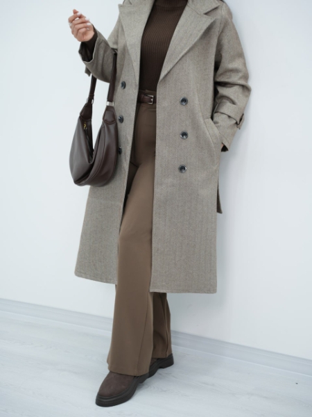 پالتو بلند کمردار کایلا کد6653